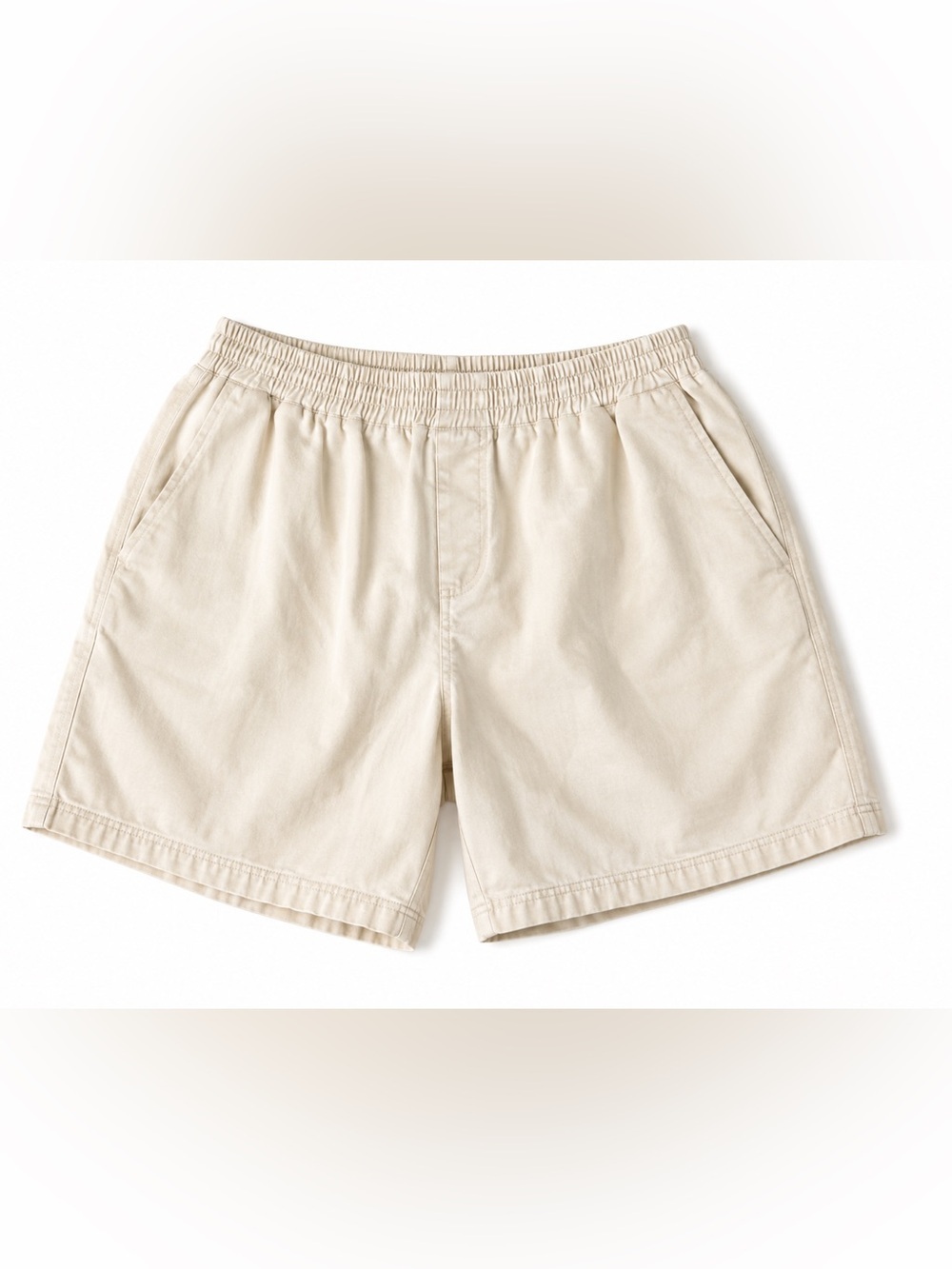 Classic White Cotton Elastic Waist Shorts